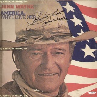 JOHN DUKE WAYNE RECORD ALBUM COVER SIGNED  