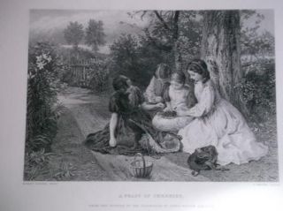 Birket Foster "A Feast of Cherries " Steel Engraving Appleton Publishing 1889  