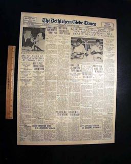 Johnny Vander Meer 2nd No Hitter in Row Cincinnati Reds Baseball 1938 Newspaper  