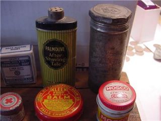 17 Antique Vintage Medicine Tins Packages Pharmacy Drug Store Lot  