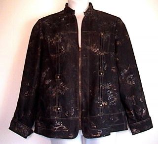COLDWATER CREEK Dark Stretch Cotton Jacket Sz 18W Zip Front  