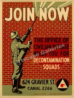 1942 Civil Defense Classic WPA Poster 18x24  