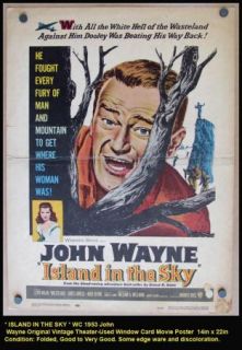 Original Island in The Sky 1953 John Wayne Window Card Movie Poster  
