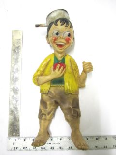 Vintage 1950's Sun Rubber Co Johnny Appleseed Molded Rubber Doll Squeaky Toy  