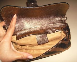 ROBERTO CAVALLI Satin Metallic Gold Leather Bag ITALY SALE  