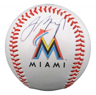 Jose Reyes Autographed Miami Marlins Logo Baseball GA Certified  