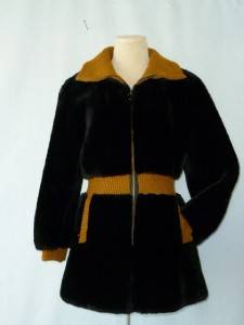 Mod Vtg 60s 70s Black Fur Joseph J Stefani Furs Fab Paisley Lined Zip Jacket M  