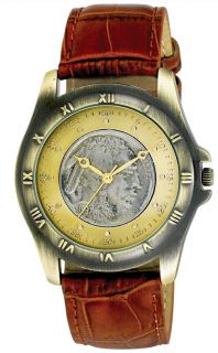 August Steiner CN002G Buffalo Nickel Collectors Gold Coin Mens Watch  
