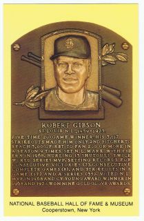 Baseball Hall of Fame Museum Postcard Bob Gibson St Louis Cardinals HOF Plaque  