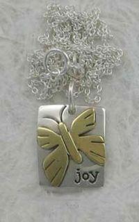 Far Fetched Mixed Metal Butterfly Joy Necklace New  