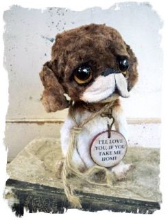 Antique Retro Style ★ Big Eye Sad Pity Puppy Dog Needs A Home★by Whendi's Bears  