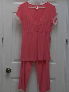 Josie Natori Pajamas Size Small Coral Pink NWT 2 PCS Lucy short sleeve S96045  