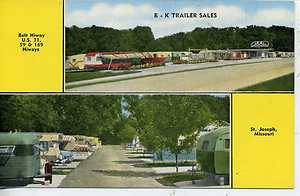 St Joseph Missouri R K Trailer Sales Campers Linen Advertising Postcard MO  