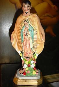 San Juan Diego Lady of Guadalupe VINTAGE CATHOLIC STATUE 11 TALL Resina  
