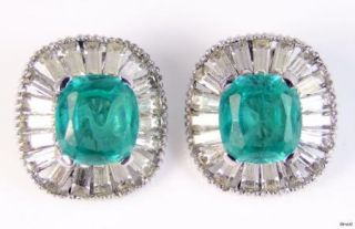 1940s Jomaz Green Baguette Rhinestone Earrings Vintage Jewellery Prom Bridal  