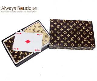 Authentic Louis Vuitton Vintage Monogram Playing Cards 2 Decks Original Case  