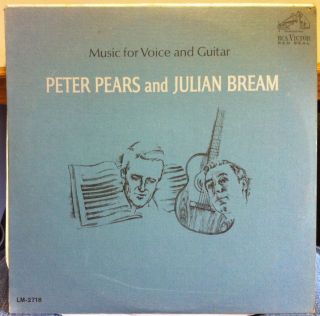 1S 1S WD Peter Pears Julian Bream Music for Voice and Guitar LP Mint
