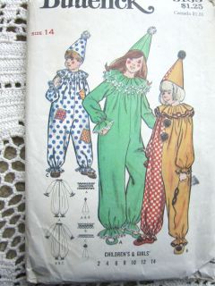 COSTUME SEWING PATTERN 1980s SZ 14 BOYS&GIRLSCLOWN JUMPSUIT& 3 NECK