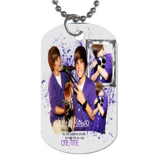 New Justin Bieber Dog Tag Bracelet Keychain Necklace