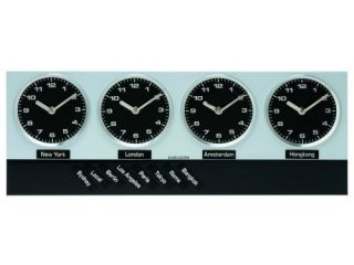 Karlsson Wall Clock Timezone Magnet Aluminum Black New