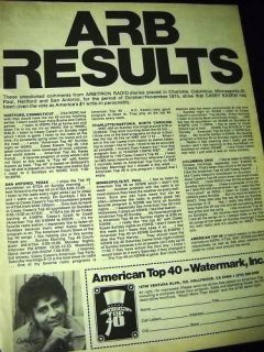 American Top 40 1976 Promo Poster Ad ARB Results Kasem