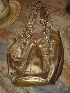 Beautiful KATHY VAN ZEELAND handbag Gold with gold accents animal