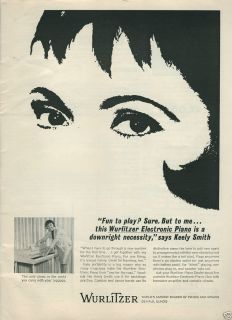 1963 Wurlitzer Electronic Piano Keely Smith Original Ad