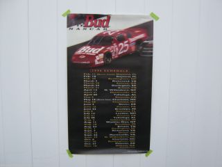 1996 BUDWEISER RACING NASCAR SCHEDULE KEN SCHRADER CAR # 25 PLASTIC