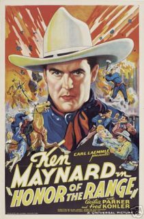 Honor of The Range Movie Poster Ken Maynard Hot Vintage