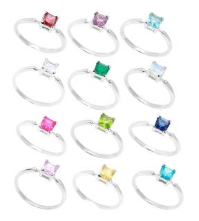 Sterling Silver Childrens Birthstone Ring and Earrings Set