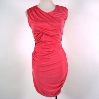 Khloe Kardashian Charlie Salmon Pink Ruched Fitted Shift Dress Size S