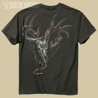 Buck Wear 2449 Smoke Em Deer Skull in Smoke Deer Hunting T Shirt Gun