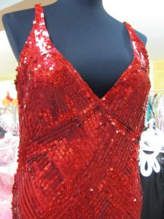 3270 Red Sequin Cassandra Stone Prom Dress Pageant Gown Plus Sz 14W $