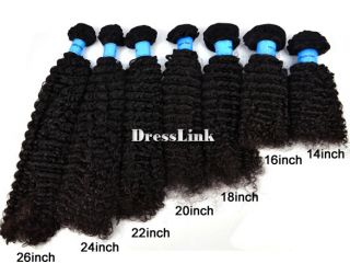 Womens Girls Kinky Curly Indian Remy Virgin Human Hair Weft Natural