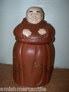 Vintage Friar Tuck Monk Porcelain Cookie Jar Thou Shalt not Steal