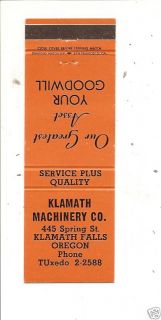 Klamath Machinery Co 445 Spring St Klamath Falls or MB