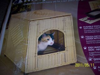 Wicker Kitty Litter Box Cover Large Light Brown New