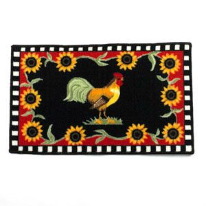 NEW KITCHEN MAT FLOOR RUG ROOSTER SUNFLOWER ACCENT RUGS GREEN RED