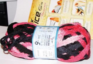 ICE Yarns Flamenco Scarf Yarn knitting supplies Navy Pink Black 1 ball