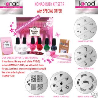 Konad Stamping Nail Art Ruby Kit Pick Your Plates and Colors Free