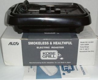 Alco Smokeless Kobe Indoor Electric Roaster Grill w Water Plate Unused