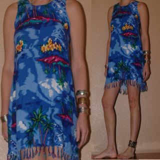 KOKO KNOT M DRESS Hawaiian Fringe Short Aloha Luau Sundress Tropical