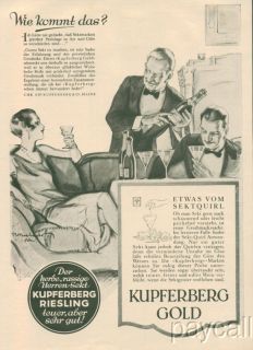 Kupferberg Riesling Wine Magazine Ad 1928 Artist Boehmer 002
