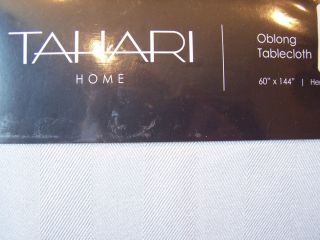 NIP Tahari Home 60x144 Silver Gray Platinum Herringbone Weave Fabric