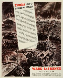 1944 Ad Ward LaFrance Truck WWII War Production Military Vehicles