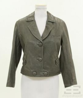 Phillip Lim Grey Leather Button Front Cropped Jacket Size 8 New $