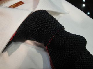 Gladson Italy Silk Knit 2 N 1 Tie Necktie Red Black
