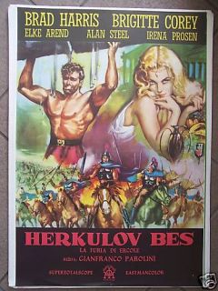 La Furia Di Ercole Brad Harris RARE Original YUGOSLAV Movie Poster