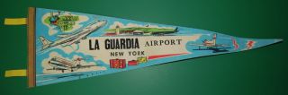 Vintage LaGuardia Airport New York Pennant RARE Item