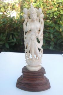  Colonial Anglo Indian Carved Cow Bone Hindu Lakshmi wife of Vishnu